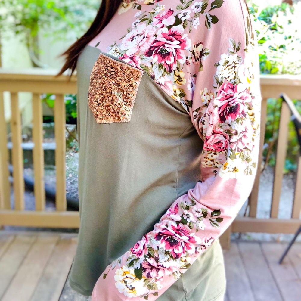 P.S. Kate Sequin Floral Hoodie